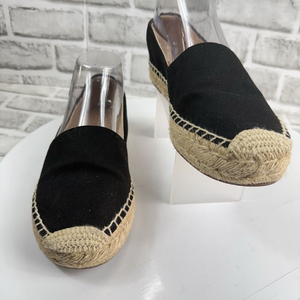 J.Crew Women's Size 8 Black Canvas Espadrille Slip-on Comfort Loafer Shoes - Picture 5 of 10